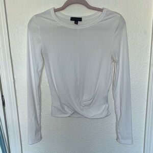 White Long Sleeve Twist Front Top